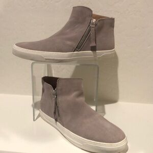 Crown Vintage (shoes )Gray suede leather gray zip up shoes fashion sneakers .